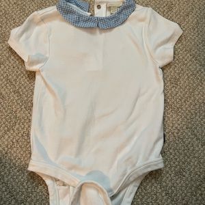 Jojo Maman Bebe size 2/3 white blue collared onesie